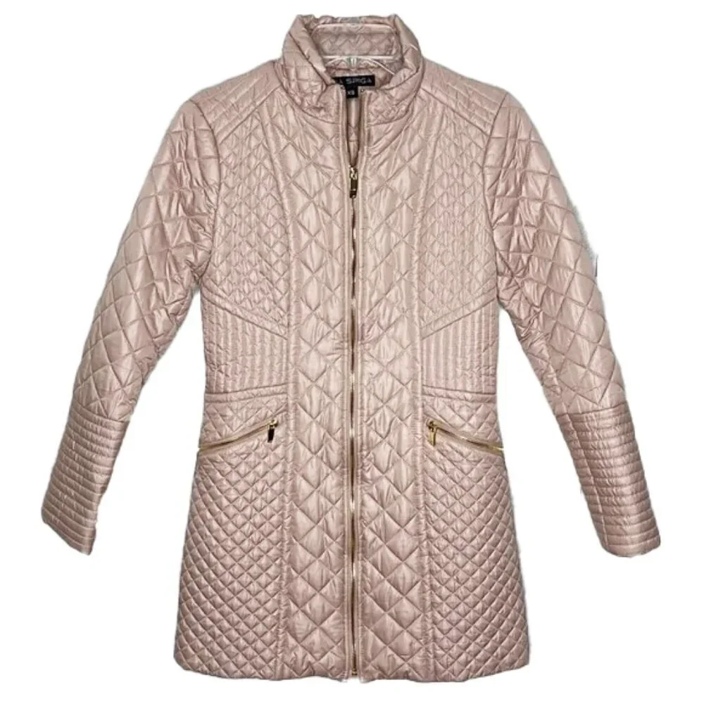 VIA SPIGA Womens Diamond Quilted Mid-Length Jacket Size XS